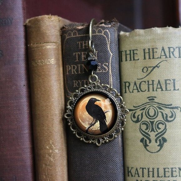 Orange Raven Bookmark - Ornate Bronze Gothic Crow Book Hook - Vintage & Antique‎ - Picture 5 of 5